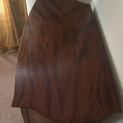 Antique Wood-Framed Mirror & Solid Wood Dresser 