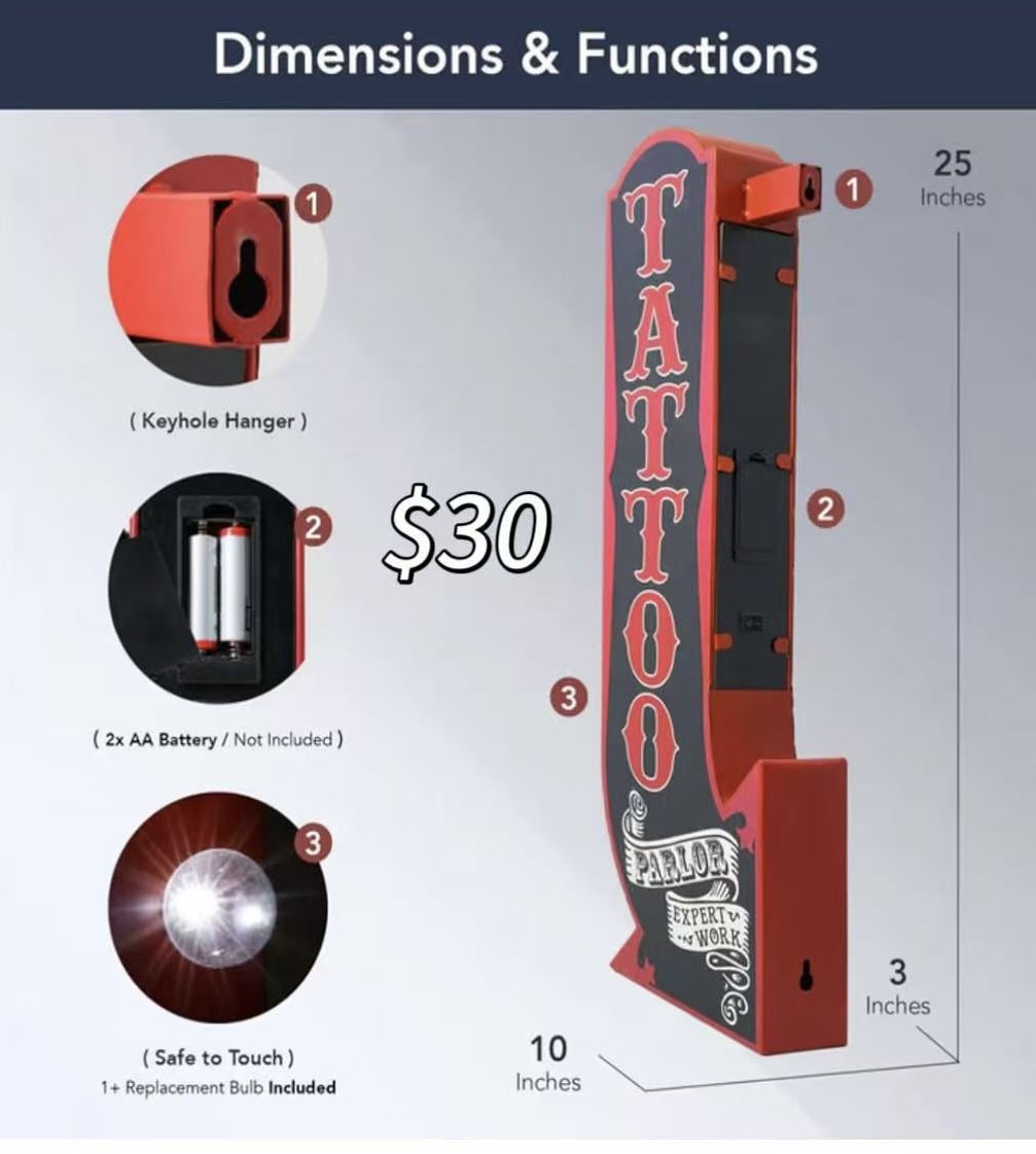 😀 American Art Decor Vintage LED Marquee Wall Decor - Retro Wall Sign w/ LED Light Bulbs - Battery Operated Metal Wall Art for Bar, Man Cave, Garage,