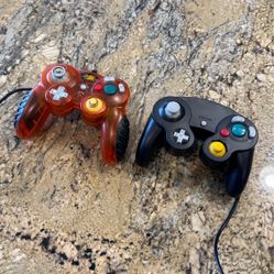 Two GameCube Controllers Madcatz GameCube -ONE Controller Orange & Black