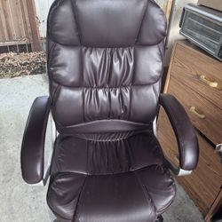 Faux Brown Leather Chair.