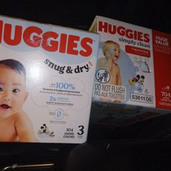 brand new baby wipes box and diapers box bundle