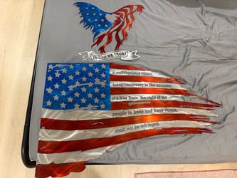 Metal American Flag and Eagle wall art