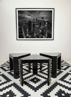 Italian Set of Black Little End / Coffee Tables by Porada Arredi