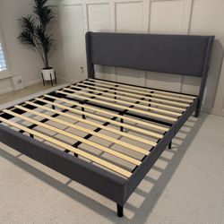 King Size Bed Frame - Dark Gray Upholstered