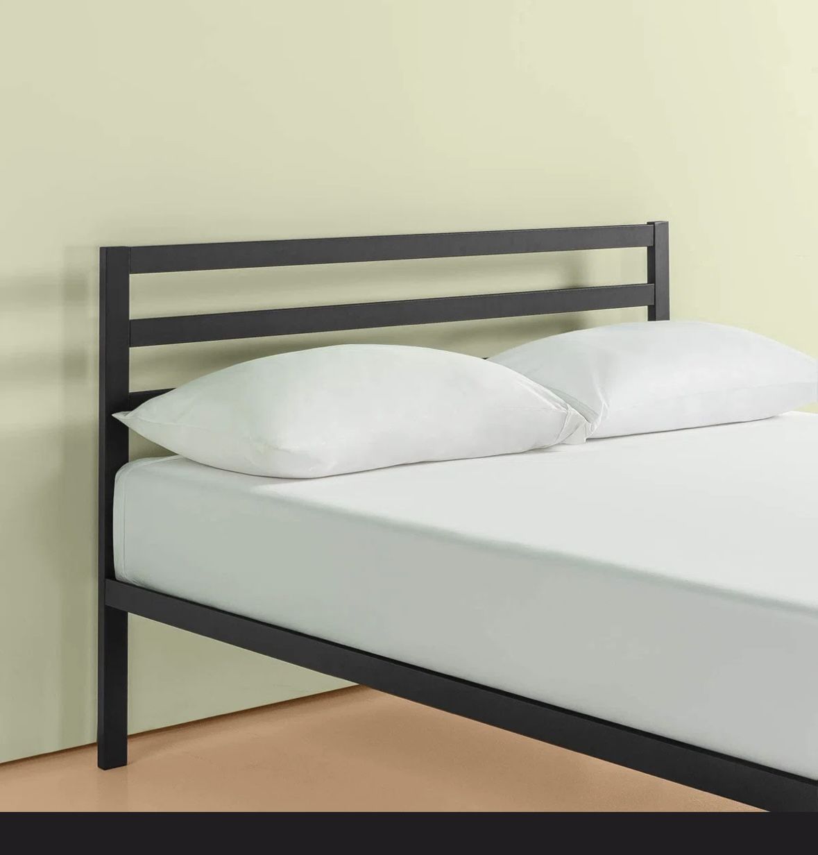 King Black Metal Bed Frame, Modern
