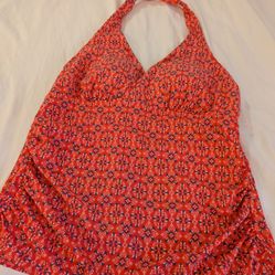 L.L. Bean Print Halter Swim Top Size 12