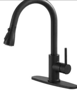 Kitchen Faucet Sprayer 3 mode Pull Down Sprayer Single Handle with Deck Plate Matte Black