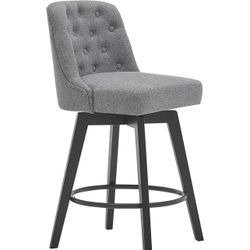 MINCETA Counter Stool,26" 360 Free Swivel Upholstered Bar Stool with Back-Performance Fabric in Gray