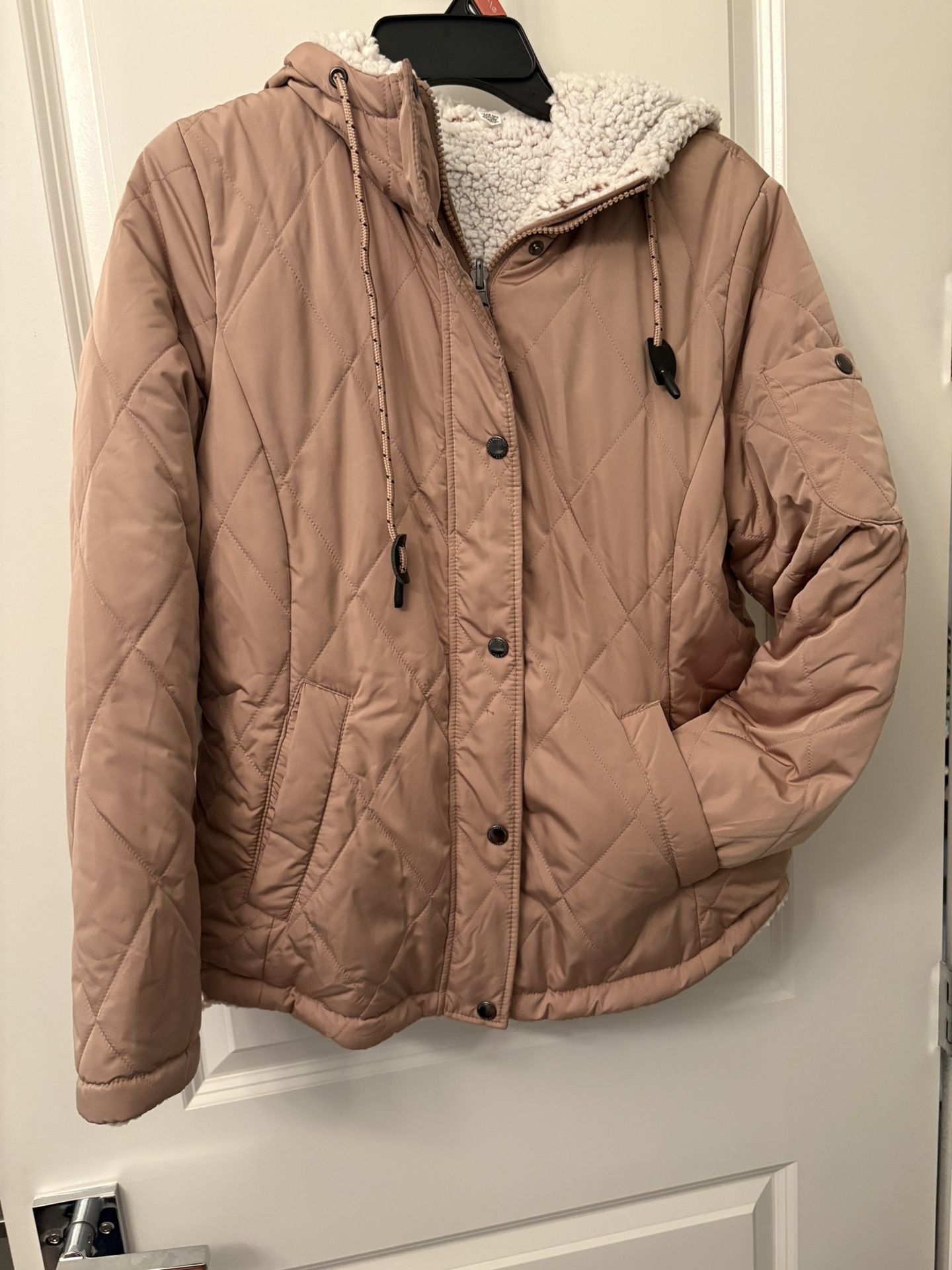 Tan Winter Puffy Coat With Hood