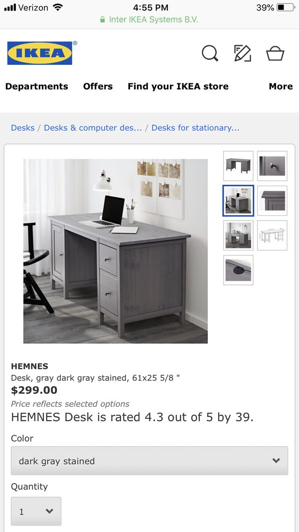 Hemnes Dark Gray Desk Pre Assembled Furniture In Schertz Tx Offerup