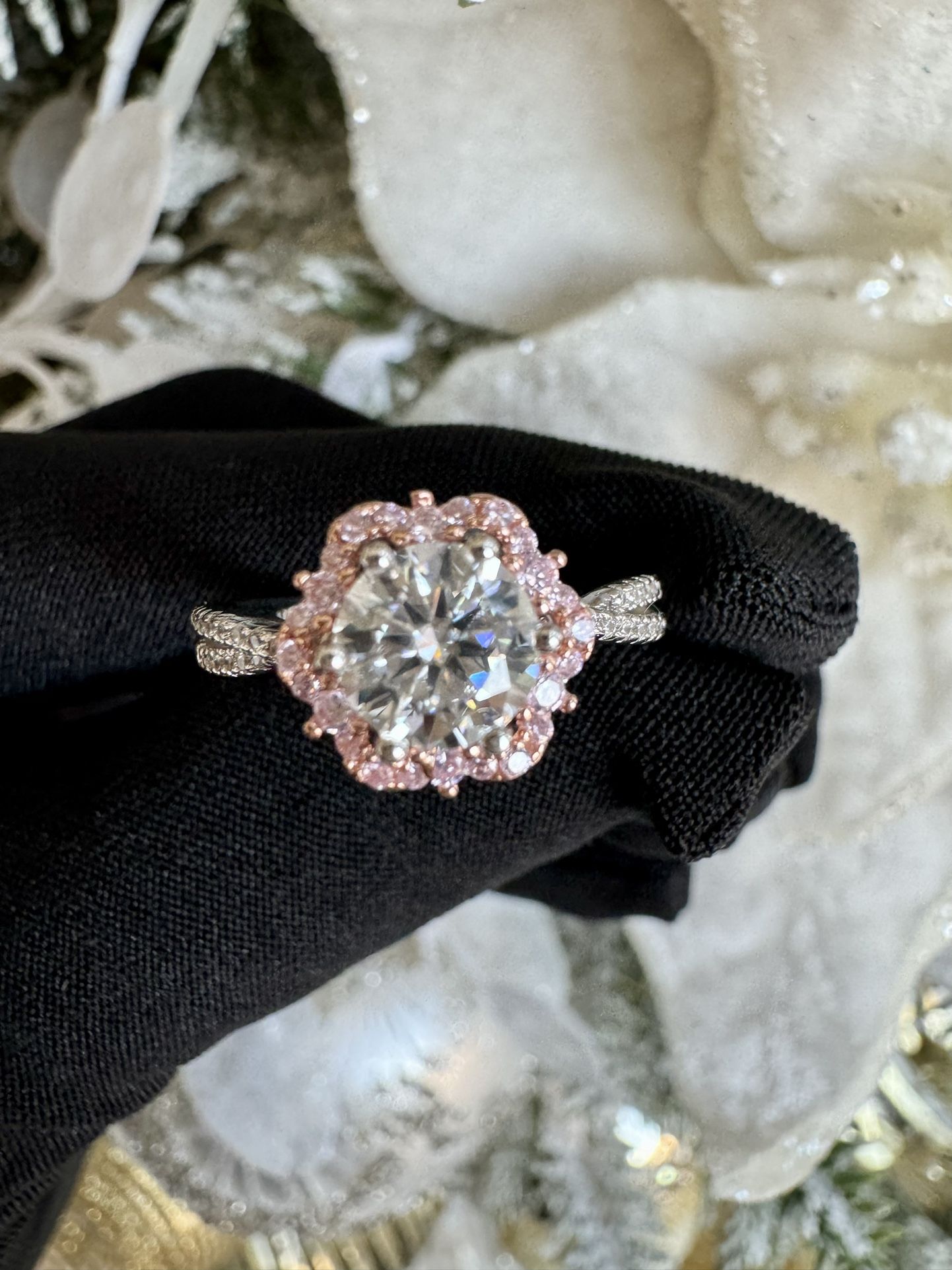 18k Solid White Rose Gold 1ct Moissanite