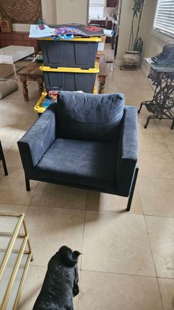Blue suede comfy chairs