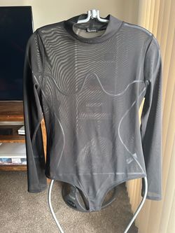 Black Sheer Mesh Long Sleeve Bodysuit