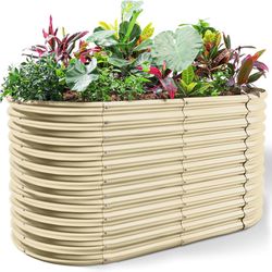 Land Guard 8x4x3ft Oval Galvanized Raised Garden Beds, Large-Capacity Metal Planter Box Outdoor, Durable Deep Raised Garden Bed 3ft Tall, Raised Beds