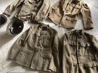 Incredible lot vintage WWI WW1 military uniforms helmets Not WW2 WWII army