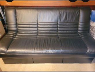 Real leather futon with storage