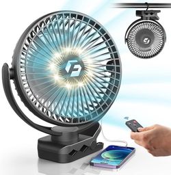 Korbot 8-inch Clip on Fan - 20000mAh Portable Fan Battery Rechargeable with 3 Speeds and Strong Airflow, USB Fan Small Desk Fan Personal Quiet Fan for