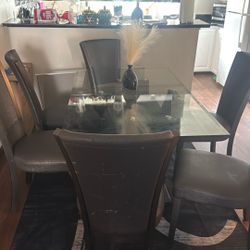 6 Seats Glass Table 