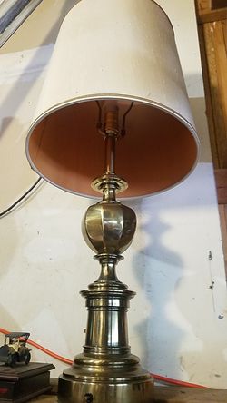 Antique brass lamp and lamp shade