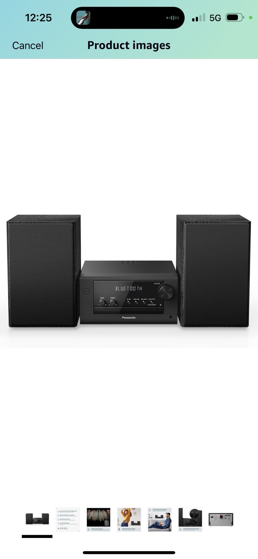 Panasonic Compact Stereo System with CD Player, Bluetooth, FM Radio and USB with Bass and Treble Control, 80W Stereo System for Home with Remote Contr