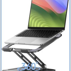 LOXP Soporte ajustable para laptop, soporte para computadora con base giratoria de 360°, soporte ergonómico para computadora portátil para escritorio,