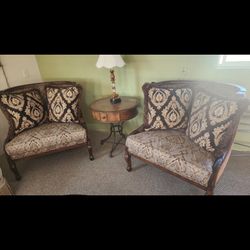 Pair Of Elegant Curved, Oversized Chairs