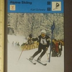 1977 Sportscaster Karl Schranz Alpine Skiing Olympic Games Sports Photo Large Over-sized Card HTF Collectible Vintage Japan