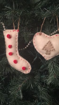 2 hand sewn ornaments