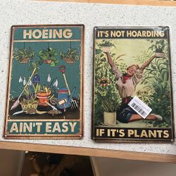 2 metal signs for sale gardening 
