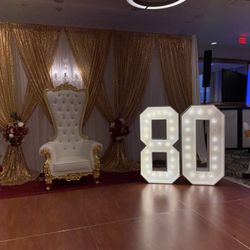 Gold Throne Chair Numbers Light Up Tall