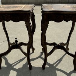 Vintage Wood Craved Plant Stands