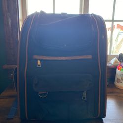 Dog Backpack Carrier, Navy Blue & Brown