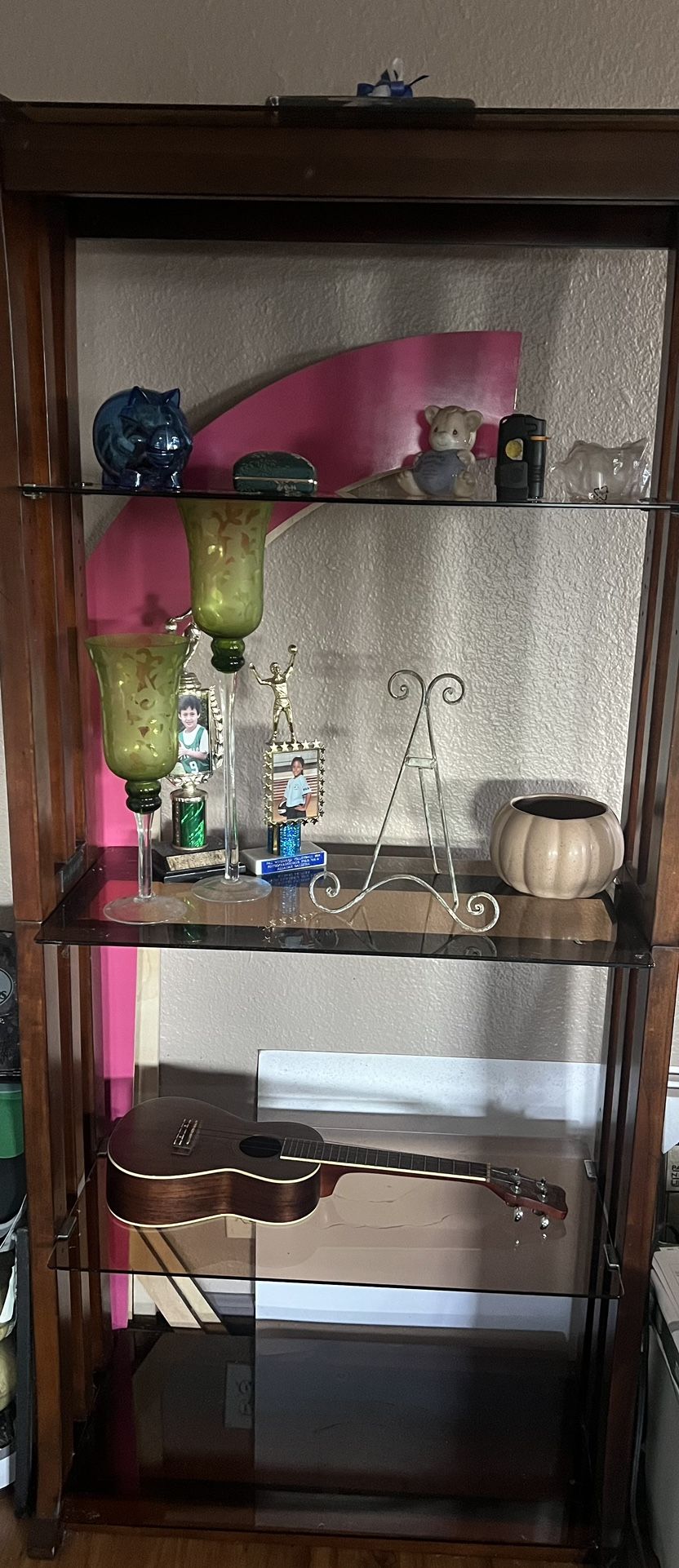 Bookcase With 5 Glass Shelves  With Matching Desk 