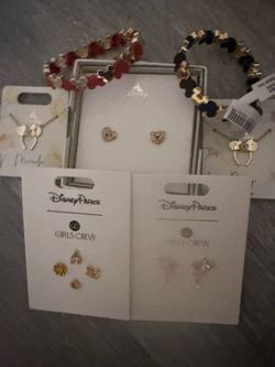Disney Parks Jewelry Lot – Girls Crew + Minnie Birthstone + Mickey Bracelets – New