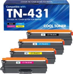 Cool Toner TN-431 Toner Cartridge 4pk for Brother MFCL8900CDW HLL8360CDW Printers