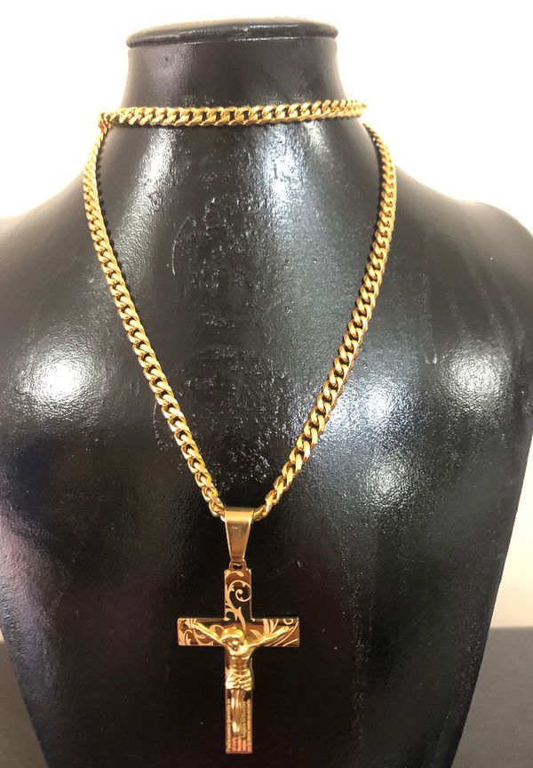 Men 14k gold plated chain with charm for Sale in Princeton, FL - OfferUp