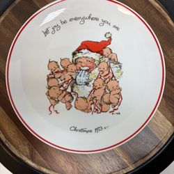 Vintage 1973 Kewpie Christmas 10 Inch Serving Plate
