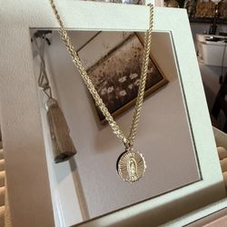 Torsal largo 24 y dije de virgen en oro rea 14K l