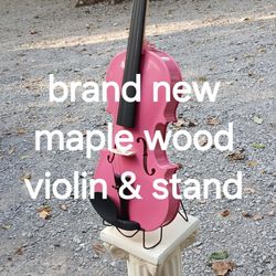 Brand New Maple Wood Violin With An Beautiful Powder Pink Finish, Stand And Pedestal Included 