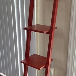 Modern Red Leaning Ladder Shelf - A Bold Accent Piece