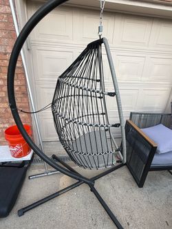 Outdoor Hanging Egg Chair with Stand