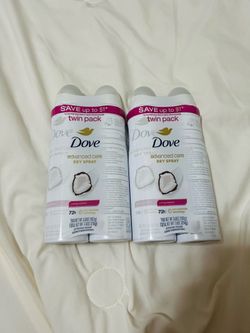 2x Dove Advanced Care Coconut Dry Spray Deodorant Twin Packs – New