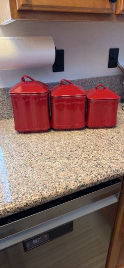 Princess House Pavillion Red Berry Canisters