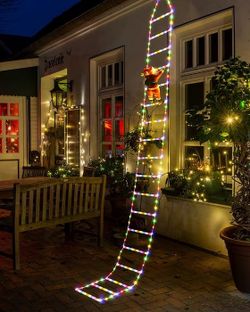LED Christmas Lights - 10ft Christmas Decorative Ladder Lights with Santa Claus, Xmas Decorations Light for Indoor Outdoor, Window, Garden, Home, Wall