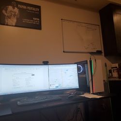 49 INCH WIDE SCREEN GAMING SET UP WITH DESKTOP 