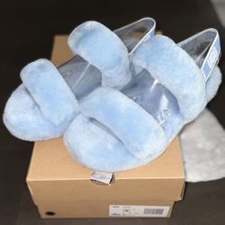 Brand New Womans Size 4 Lite Blue Slippers 