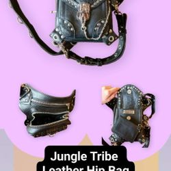 Jungle Tribe  Leather  Goth Hip / Thigh Bag