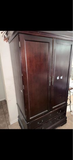 Dark Wood Armoire with Drawers