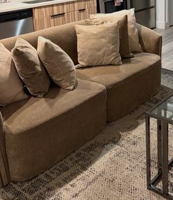 Beige/Brown Chenille Cloud Sofa | Must Go by Thursday