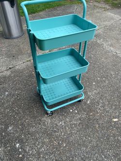 Teal 3-Tier Rolling Utility Cart